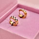 18k Gold checkered Huggie Earrings