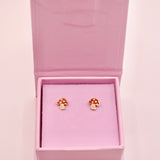 18k Gold Mushroom Stud Earrings