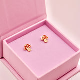 18k Gold Mushroom Stud Earrings