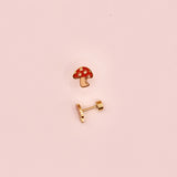 18k Gold Mushroom Stud Earrings