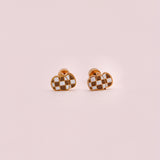 18k Gold Checkered Pumpkin Stud Earrings