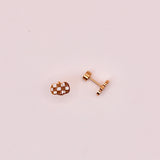 18k Gold Checkered Pumpkin Stud Earrings