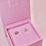 18k Gold Checkered Pumpkin Stud Earrings