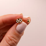 18k Gold Checkered Pumpkin Stud Earrings