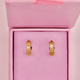 18k Gold Yellow Gem Hoop Earrings