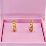 18k Gold Yellow Gem Hoop Earrings