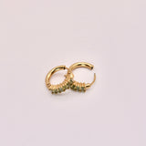 18k Gold Emerald Gem Hoop Earrings