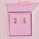 18k Gold Emerald Gem Hoop Earrings