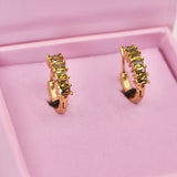 18k Gold Emerald Gem Hoop Earrings