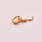 18k Gold Orange Gem Hoop Earrings