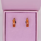 18k Gold Orange Gem Hoop Earrings