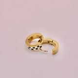 18k Gold checkered Huggie Earrings