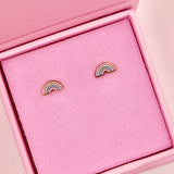 18K Gold Rainbow Stud Earrings