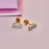 18K Gold Rainbow Stud Earrings