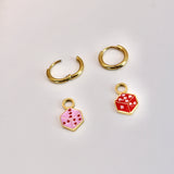 18k Gold Heart Dice Charms