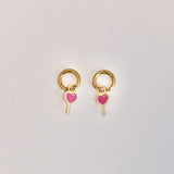 18k Gold Heart Sucker Charms