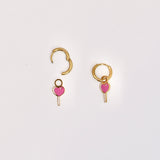 18k Gold Heart Sucker Charms