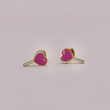 18k Gold Heart Sucker Stud Earrings