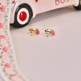 18k Gold Heart Sucker Stud Earrings