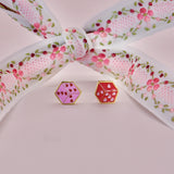 18k Gold Heart Dice Stud Earrings