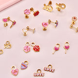 18k Gold Heart Dice Charms