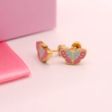 Pink Butterly Stud Earrings