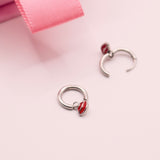 Silver Lips Huggie & Charm Earrings