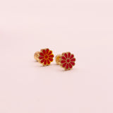 Red Flower Earrings