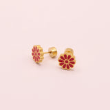 Red Flower Earrings