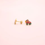 18k Gold Roller Skate Stud Earrings