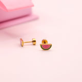 Watermelon 18k Gold Stud Earrings